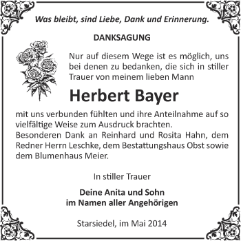 Traueranzeige von Herbert Bayer von WVG - Wochenspiegel NMB / WSF / ZTZ
