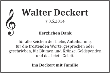 Traueranzeige von Walter Deckert von WVG - Wochenspiegel NMB / WSF / ZTZ