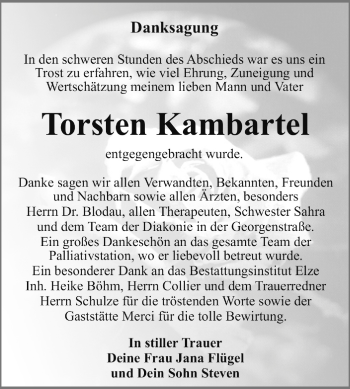 Traueranzeige von Torsten Kambartel von Super Sonntag Dessau / Köthen