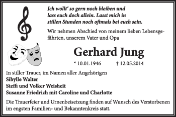 Traueranzeige von Gerhard Jung von Super Sonntag Dessau / Köthen