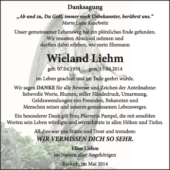 Traueranzeige von Wieland Liehm von Super Sonntag Wittenberg