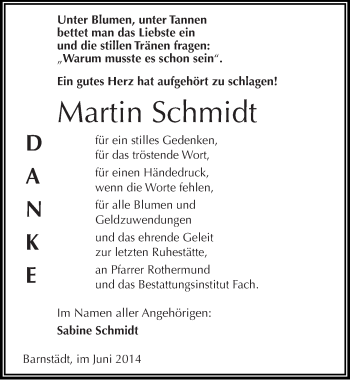 Traueranzeige von Martin Schmidt von Mitteldeutsche Zeitung Merseburg/Querfurt