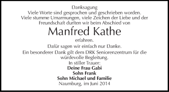 Traueranzeige von Manfred Kathe von Mitteldeutsche Zeitung Naumburg/Nebra