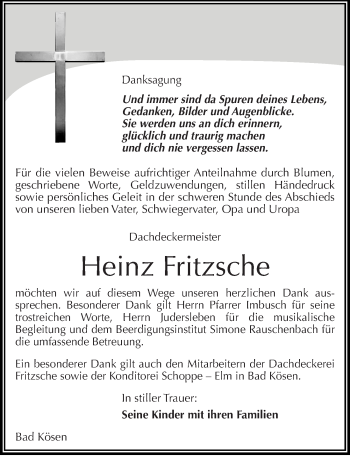 Traueranzeige von Heinz Fritzsche von Mitteldeutsche Zeitung Naumburg/Nebra