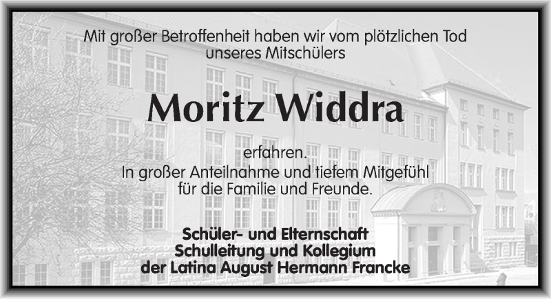  Traueranzeige für Moritz Widdra vom 28.06.2014 aus Mitteldeutsche Zeitung Halle/Saalkreis