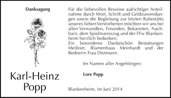 Traueranzeige von Karl-Heinz Popp von Mitteldeutsche Zeitung Sangerhausen