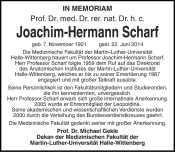 Traueranzeige von Joachim-Hermann Scharf von Mitteldeutsche Zeitung Halle/Saalkreis