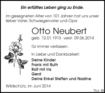 Traueranzeige von Otto Neubert von Super Sonntag Zeitz
