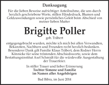 Traueranzeige von Brigitte Poller von WVG - Wochenspiegel NMB / WSF / ZTZ