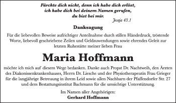 Traueranzeige von Maria Hoffmann von Super Sonntag Dessau / Köthen