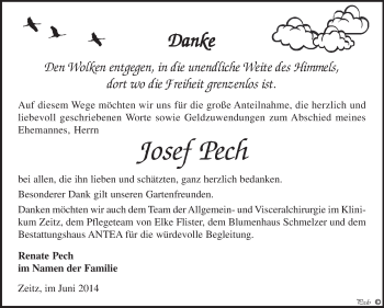 Traueranzeige von Josef Pech von Super Sonntag Zeitz