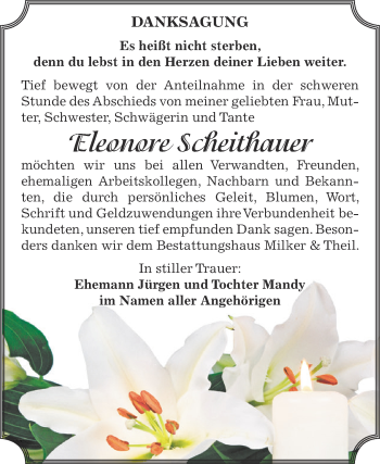 Traueranzeige von Eleonore Scheithauer von Super Sonntag Zeitz