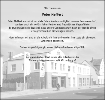 Traueranzeige von Peter Meffert von WVG - Wochenspiegel Wittenberg