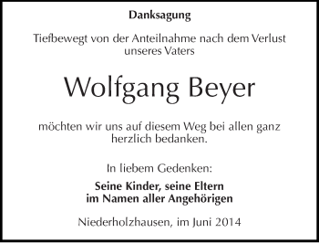 Traueranzeige von Wolfgang Beyer von Mitteldeutsche Zeitung Naumburg/Nebra