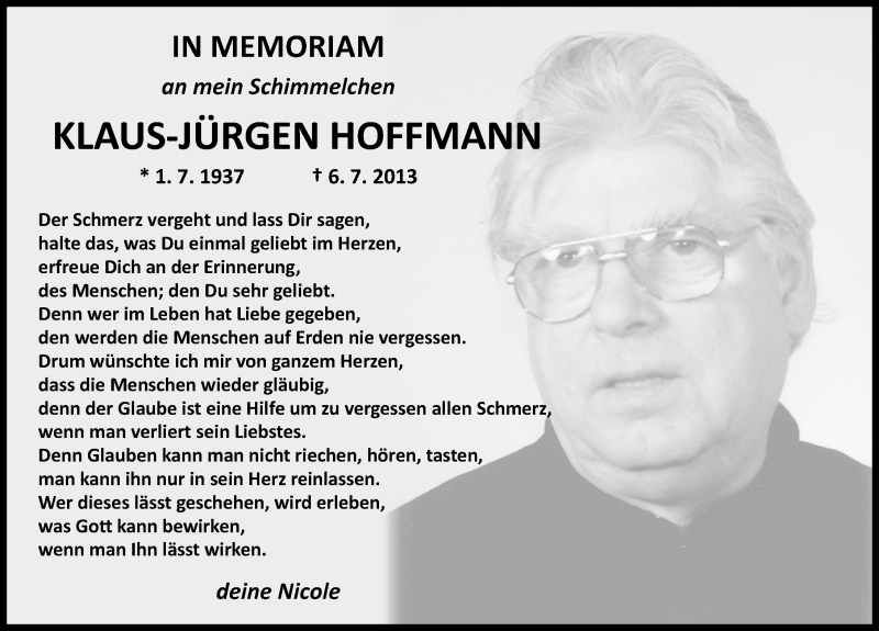 Traueranzeige für Klaus-Jürgen Hoffmann vom 05.07.2014 aus Mitteldeutsche Zeitung Sangerhausen