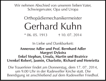 Traueranzeige von Gerhard Kuhn von Mitteldeutsche Zeitung Halle/Saalkreis
