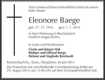 Traueranzeige von Eleonore Baege von Mitteldeutsche Zeitung Halle/Saalkreis
