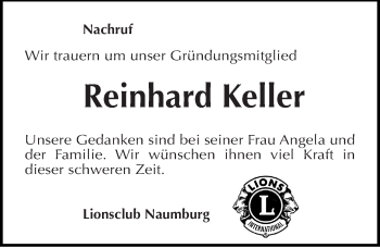 Traueranzeige von Reinhard Keller von Mitteldeutsche Zeitung Naumburg/Nebra