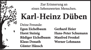 Traueranzeige von Karl-Heinz Düben von Super Sonntag Wittenberg