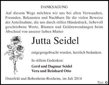 Traueranzeige von Jutta Seidel von Super Sonntag Zeitz