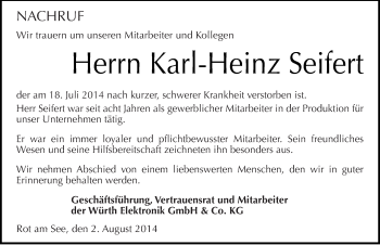 Traueranzeige von Karl-Heinz Seifert von Mitteldeutsche Zeitung Wittenberg