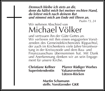 Traueranzeige von Michael Völker von Mitteldeutsche Zeitung