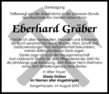 Traueranzeige von Eberhard Gräber von Mitteldeutsche Zeitung Sangerhausen