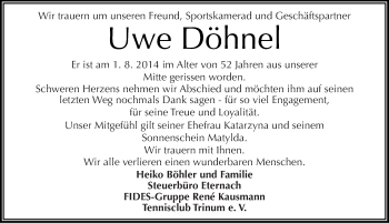 Traueranzeige von Uwe Döhnel von Mitteldeutsche Zeitung Köthen