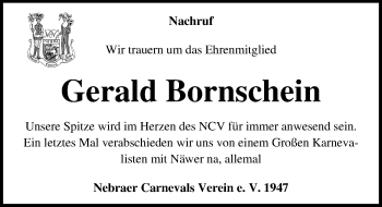Traueranzeige von Gerald Bornschein von Mitteldeutsche Zeitung Naumburg/Nebra