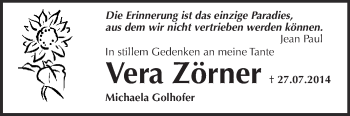 Traueranzeige von Vera-Bettina Zörner von Super Sonntag SGH Mansf. Land