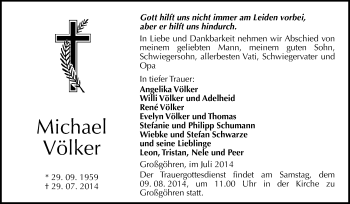 Traueranzeige von Michael Völker von Super Sonntag Merseburg