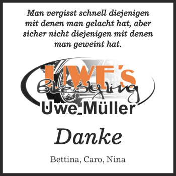 Traueranzeige von Uwe Müller von Super Sonntag Bernburg