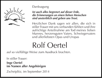 Traueranzeige von Rolf Oertel von Mitteldeutsche Zeitung Naumburg/Nebra