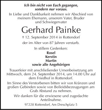Traueranzeige von Gerhard Painke von Mitteldeutsche Zeitung Halle/Saalkreis
