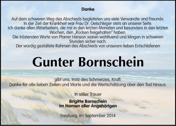 Traueranzeige von Gunter Bornschein von Mitteldeutsche Zeitung Naumburg/Nebra