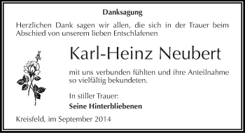 Traueranzeige von Karl-Heinz Neubert von Mitteldeutsche Zeitung Mansfelder Land