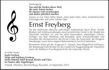 Traueranzeige von Ernst Freyberg von Mitteldeutsche Zeitung Sangerhausen