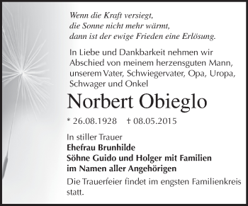 Traueranzeige von Herbert Knauth von Mitteldeutsche Zeitung Mansfelder Land