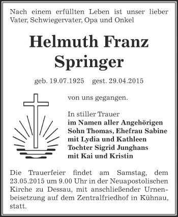 Traueranzeige von Horst Lafin von Mitteldeutsche Zeitung Sangerhausen