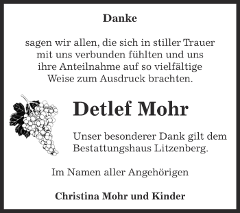 Traueranzeige von Detlef Mohr von Super Sonntag Bernburg