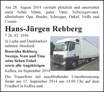 Traueranzeige von Hans-Jürgen Rehberg von Super Sonntag SGH Mansf. Land