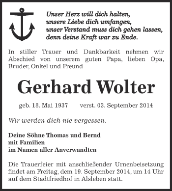 Traueranzeige von Guido Schirmer von Mitteldeutsche Zeitung Naumburg/Nebra