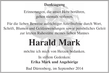 Traueranzeige von Harald Mark von Super Sonntag Merseburg