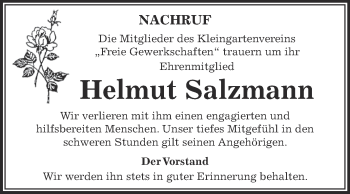 Traueranzeige von Helmut Salzmann von Super Sonntag Zeitz
