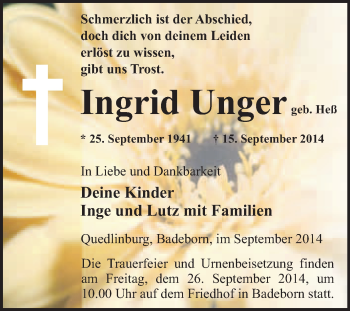 Traueranzeige von Deine Kinder von WVG - Wochenspiegel Quedlinburg