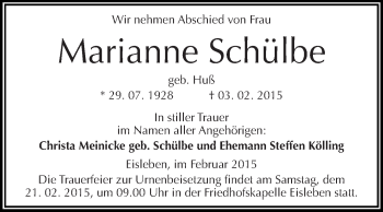 Traueranzeige von Elsa Frenzel von Mitteldeutsche Zeitung Mansfelder Land