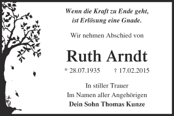 Traueranzeige von Gustav Busch von Mitteldeutsche Zeitung Köthen