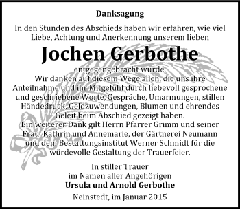 Traueranzeige von Jochen Gerbothe von Mitteldeutsche Zeitung Quedlinburg