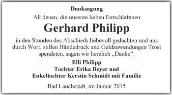 Traueranzeige von Gerhard Philipp von WVG - Wochenspiegel Merseburg