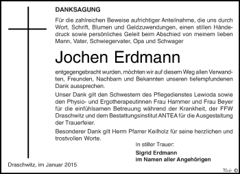 Traueranzeige von Jochen Erdmann von Super Sonntag Zeitz